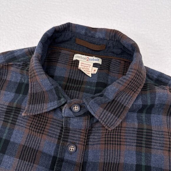 Carbon 2 Cobalt Shirt Mens Size Medium Blue Plaid Button Up Plaid Casual - Picture 5 of 10